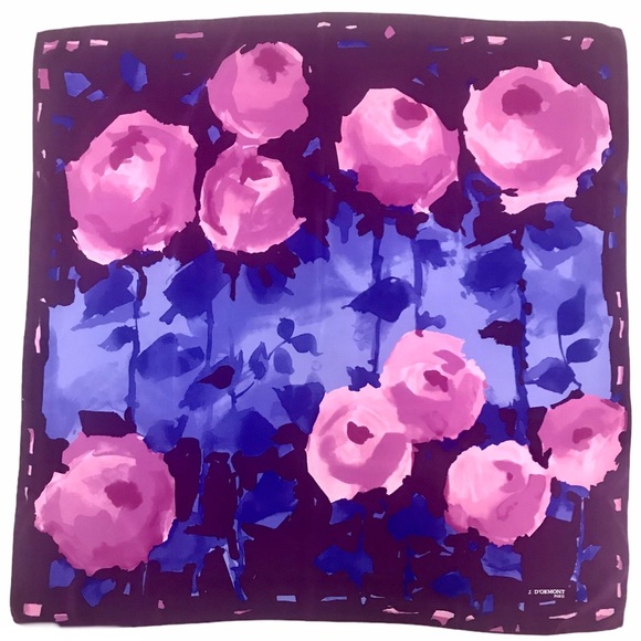 Vintage Accessories - J. D’Ormont Paris silk scarf square floral flower